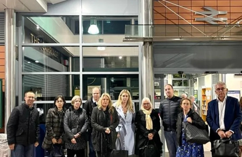 Mims Davies MP met with constituents at East Grinstead train station who are affected by the repeated poor services from the station â€“ (I…