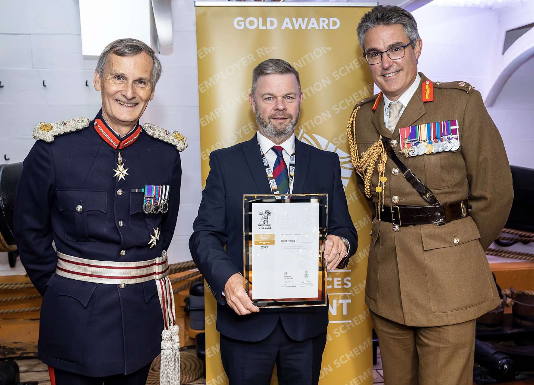 Kent Police Has Received A Gold Award For The Way It Supports Members Of The Armed Forces Within The Workplace