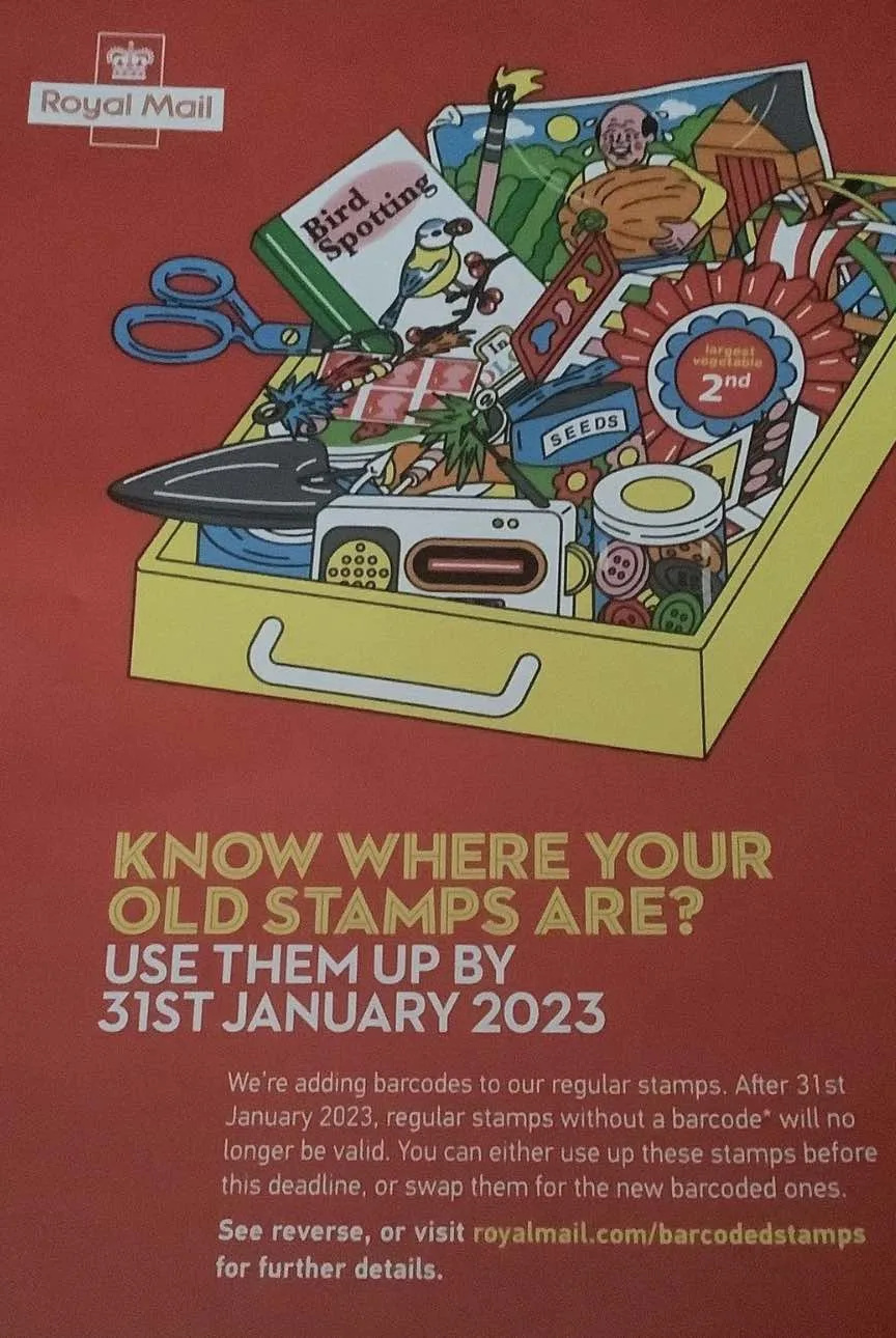 The Royal Mail is adding barcodes to regular stamps, making them obsolete after January 31, 2023 â€“ (ID 531851)