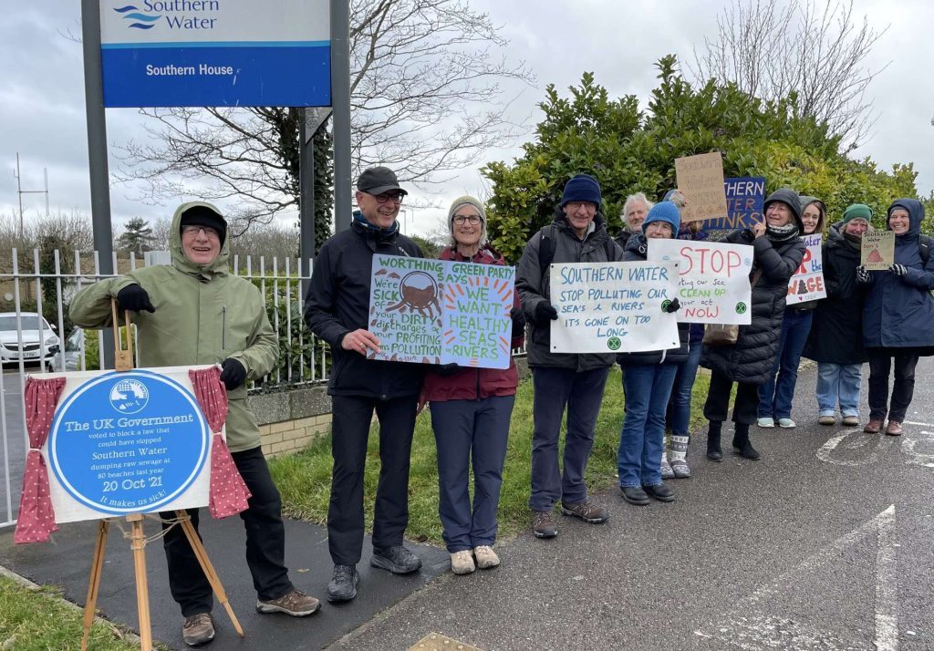 Protesters Demand End To Sewage Pollution Outside Southern Water Headquarters