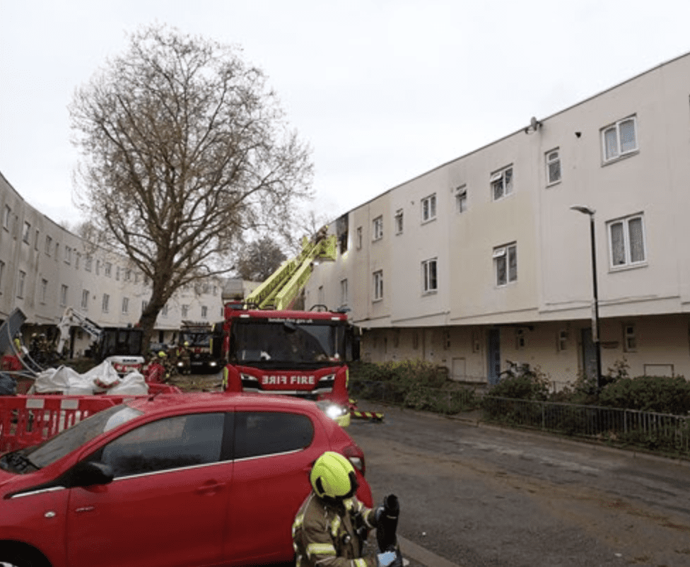 Half Of The Upper Floor Of A Three-storey Mid-terraced House Was Damaged By Fire