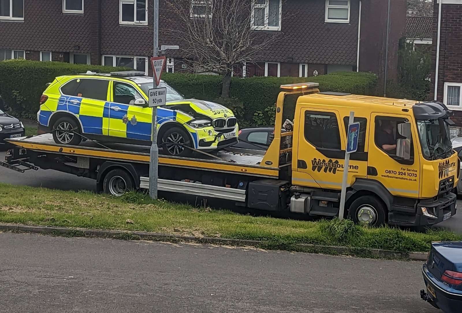 Armed Police Vehicle Seen Damaged After Reports Of Man With 'gun' In His Trousers