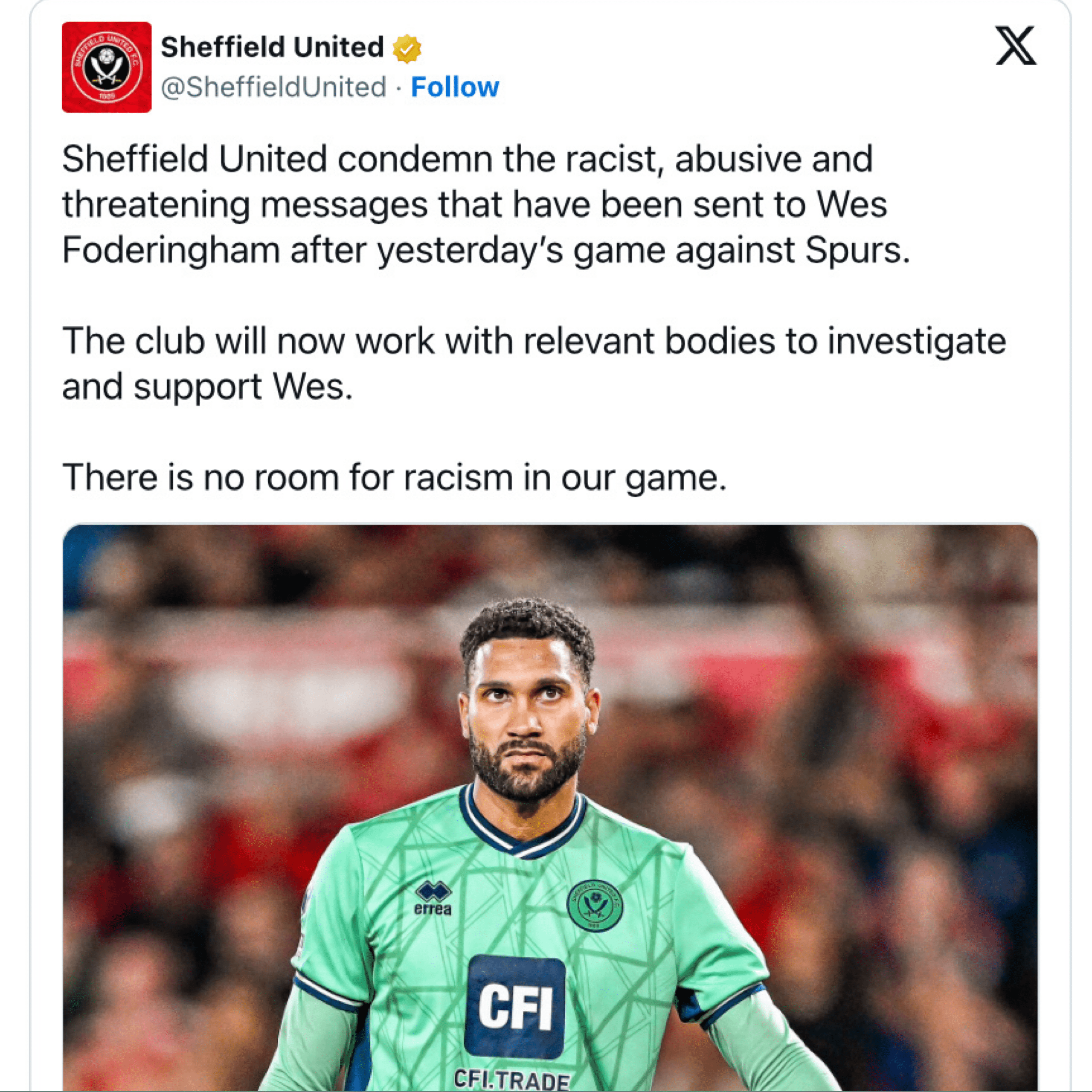 Sheffield United Goalkeeper Wes Foderingham Speaks Out Against Online Racism