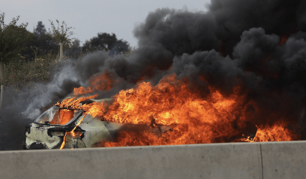 Vehicle Engulfed In Flames On A14 Near Bar Hill Disrupts Traffic