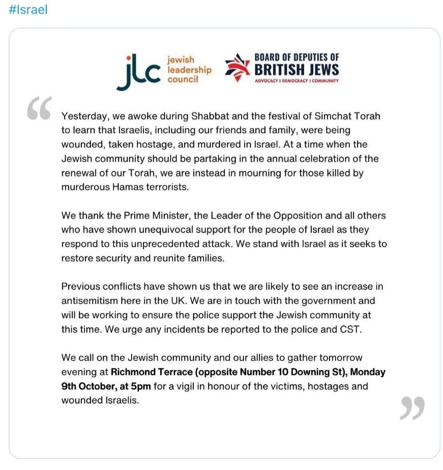 Jewish Community Groups Express Gratitude For Support Following Hamas Attack On Israel