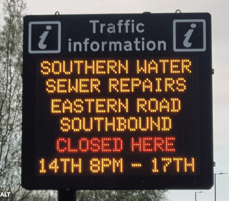 Road Closure on the Eastern Road, Southbound, Portsmouth