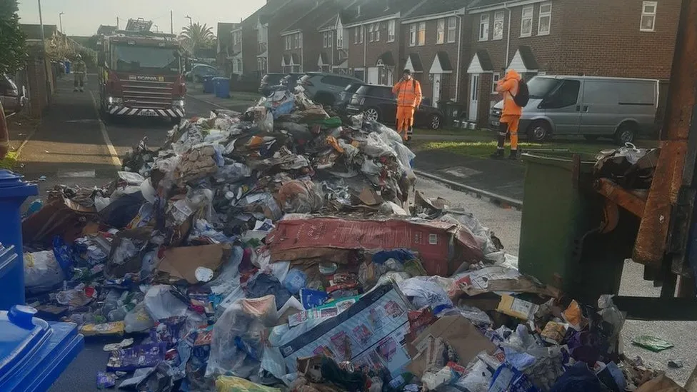 Recycling Load from Bin Lorry Tipped Onto Kent Road After Fire Incident