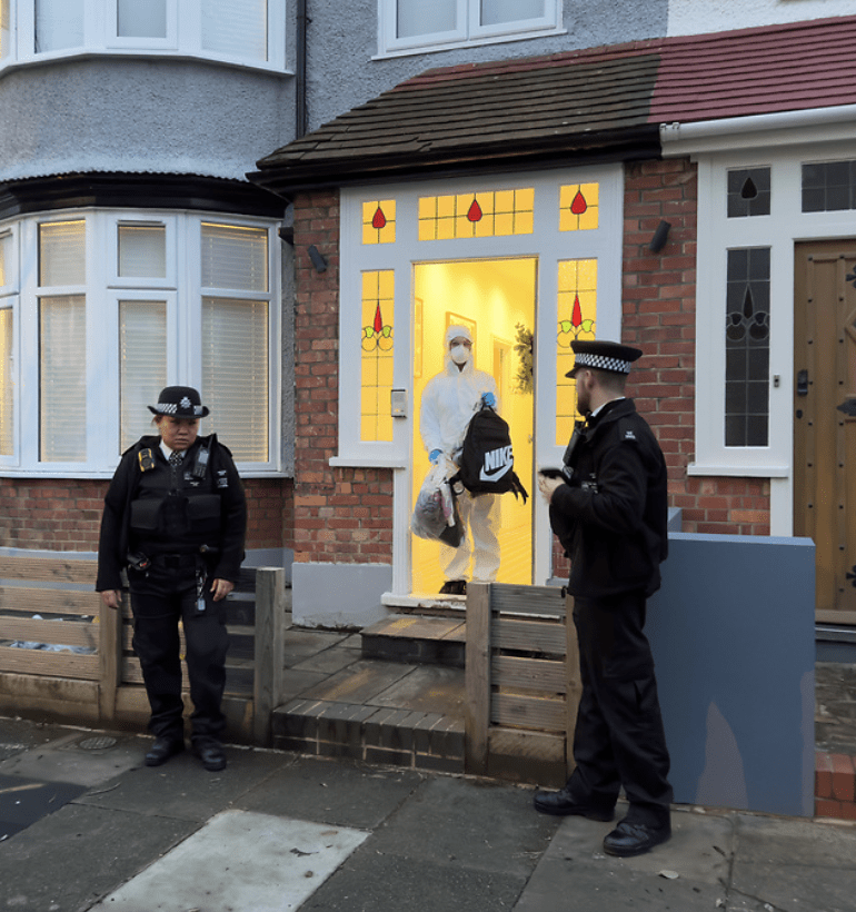 First Pictures from murder investigation after a woman was fatally stabbed in Lewisham