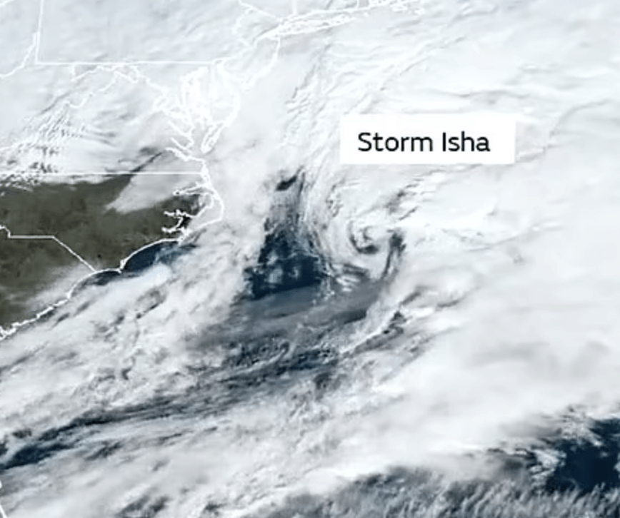 Terrifying Satellite Footage Reveals Storm Isha Approaching UK