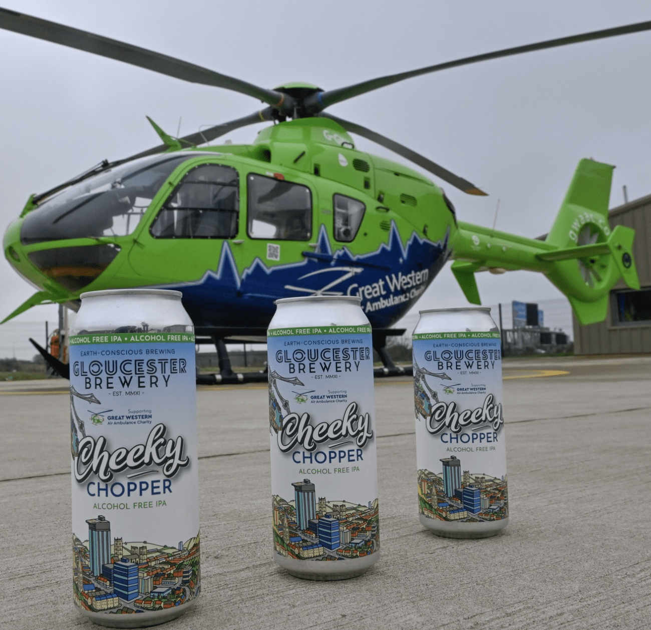Gloucester Brewery Partners with Great Western Air Ambulance Charity to Launch “Cheeky Chopper” Non-Alcoholic IPA