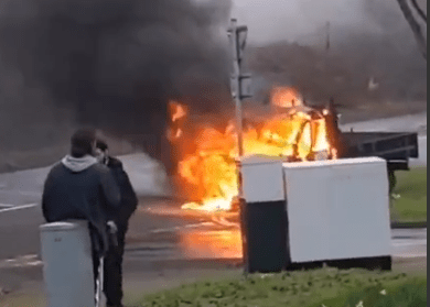 Road Collision & Fire on King George VI Ave Causes Traffic Chaos