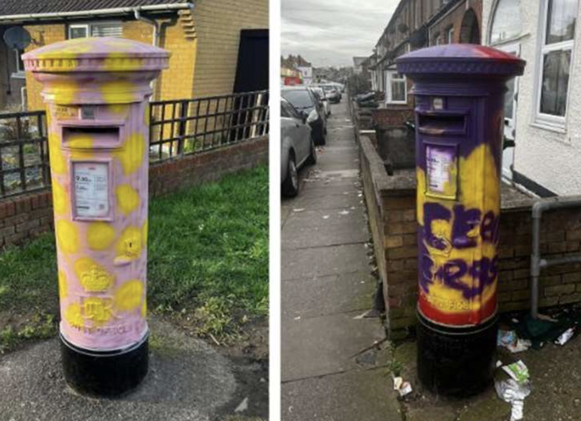 Banksy Wannabe Danny Whiskin from Dartford Painted Almost 40 Postboxes Including Cadbury Creme Egg and Mr Blobby Colours, Spared Jail