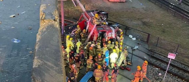 Dallas Fire-Rescue Engine Falls Off Bridge While Responding to Structure Fire