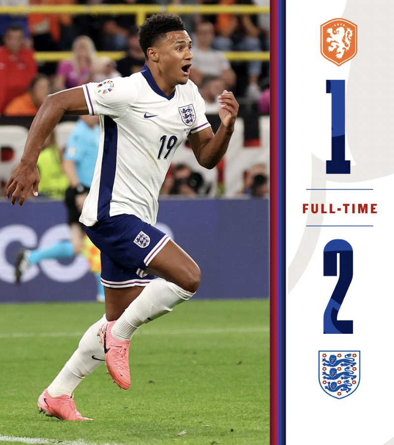 Result as Last-Minute Watkins Strike Fires Three Lions into Euro 2024 Final