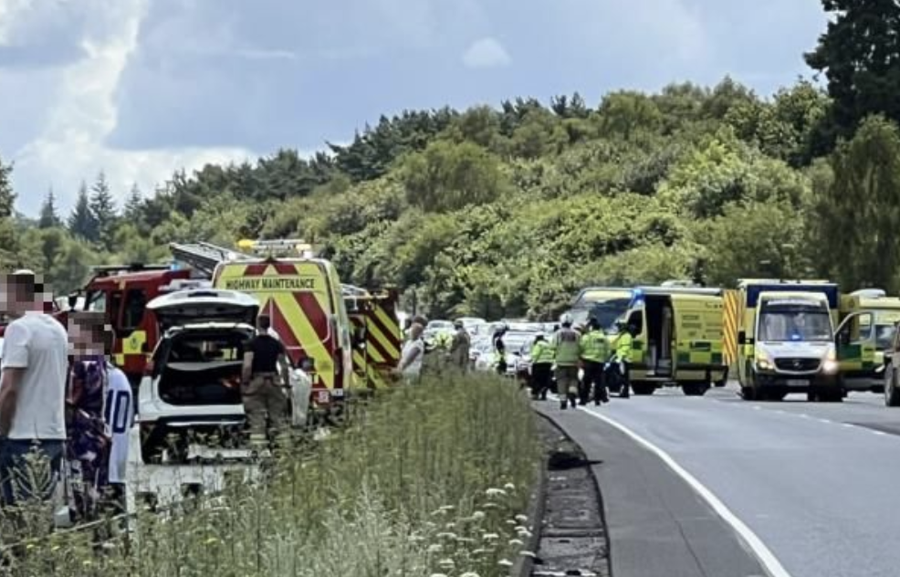 Major Road Closure on A34 Near Newbury Following Multi-Vehicle Collision