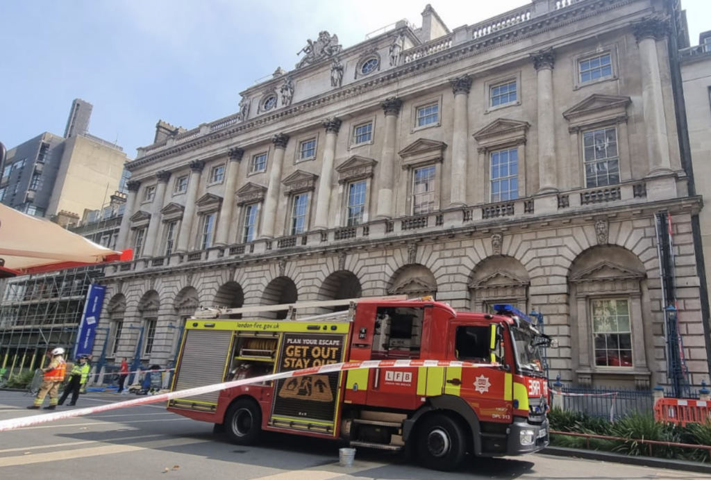 Firefighters Battle Blaze at Somerset House in Central London