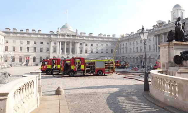 Firefighters Continue Operations at Somerset House Following Major Fire