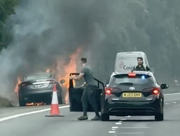 M2: Traffic Halted After Car Fire Near Junction 4