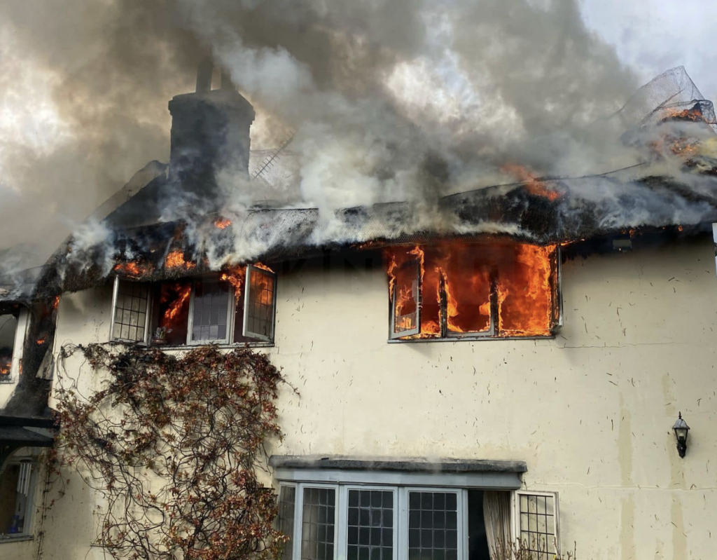 Fire Crews Tackle Blaze at Thatch Cottage in Birdbrook