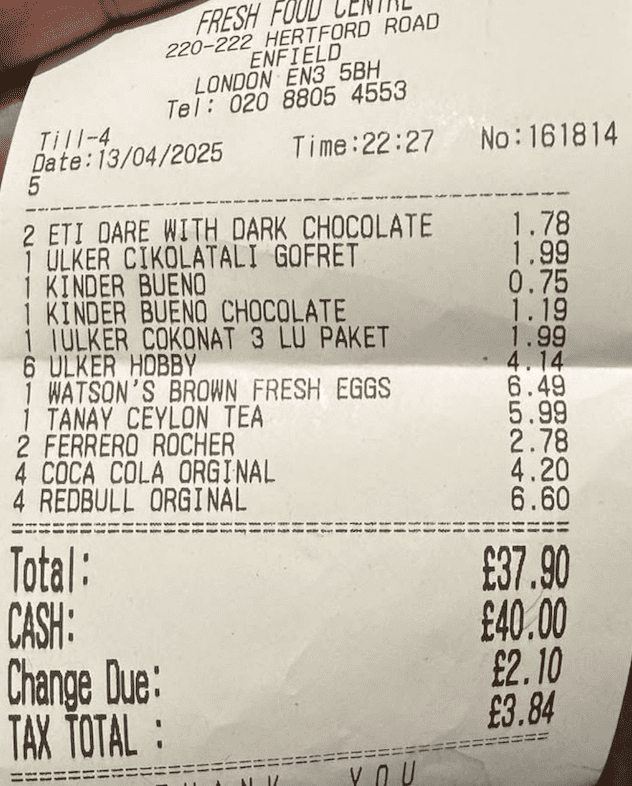 Enfield Shopper Raises Alarm Over Tax Charges at Local Supermarket