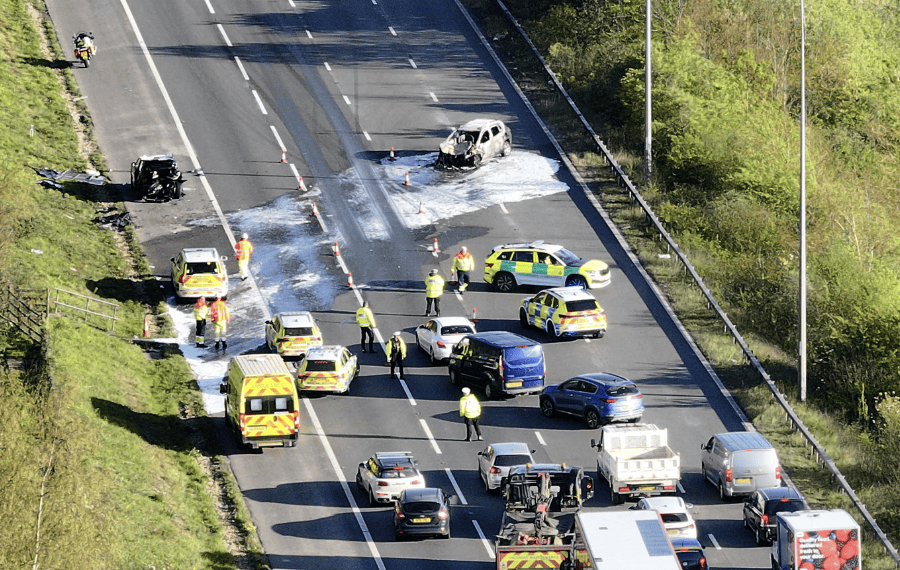 M2 Coastbound Closed Between J2 Strood and J3 Blue Bell Hill After Serious Accident and Vehicle Fire