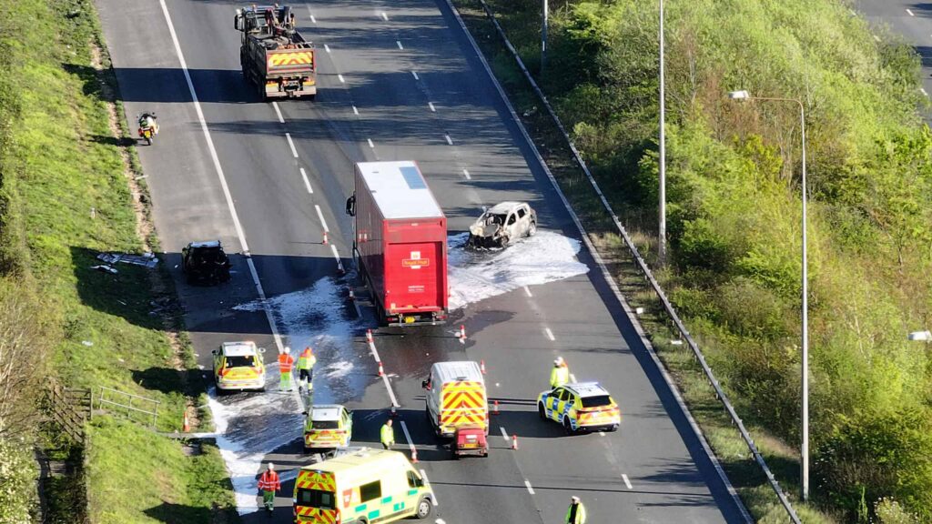 Serious Crash and Vehicle Fire Closes M2 Eastbound from M25 to Chatham