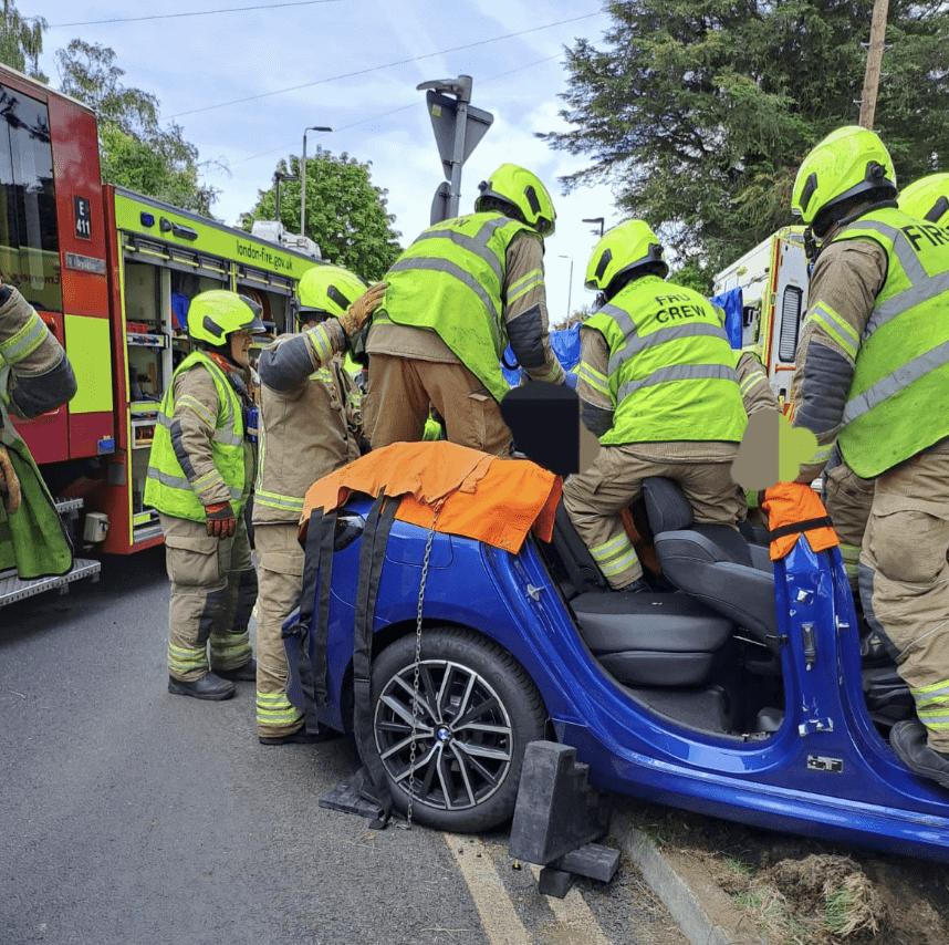 Emergency Services Rescue Driver After Crash on Crofton Road in Orpington