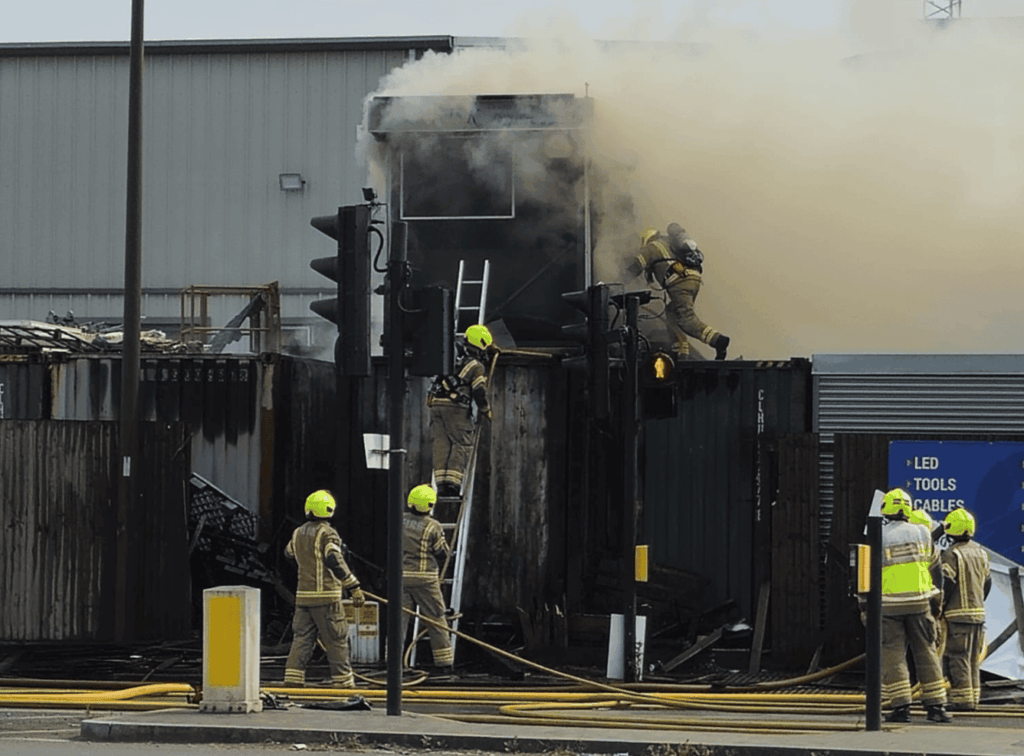 Four-Pump Fire Breaks Out in Steel Container at Barking Industrial Site