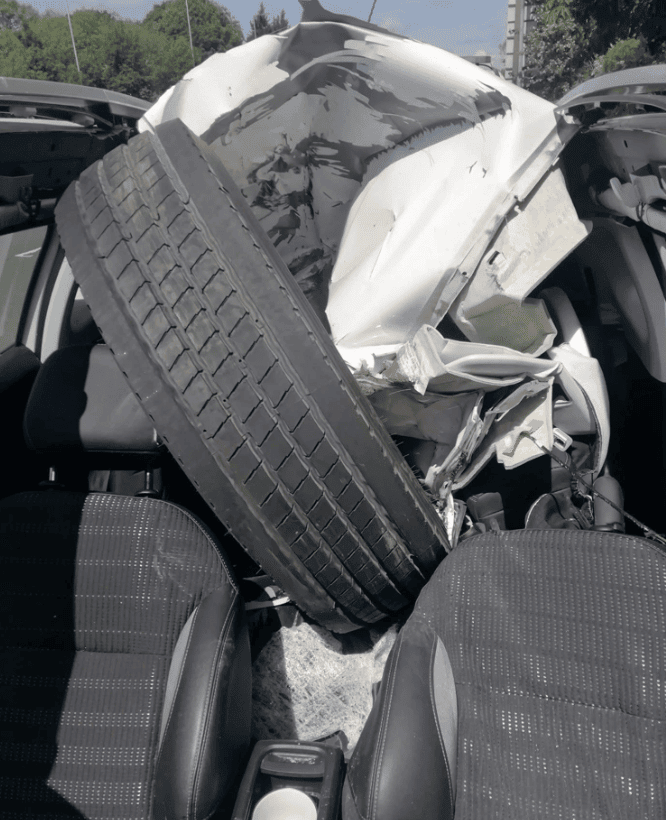 M6 Miracle Escape as Detached HGV Wheel Smashes Into Car — Father and Son Avoid Tragedy