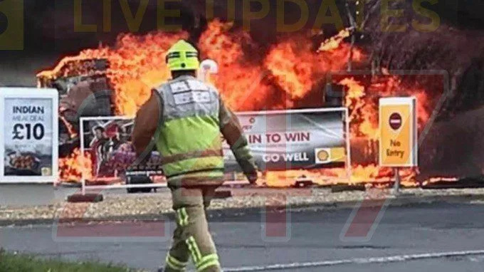 Blazing Camper Van Sparks Major Fire and Evacuation at Fontwell Petrol Station