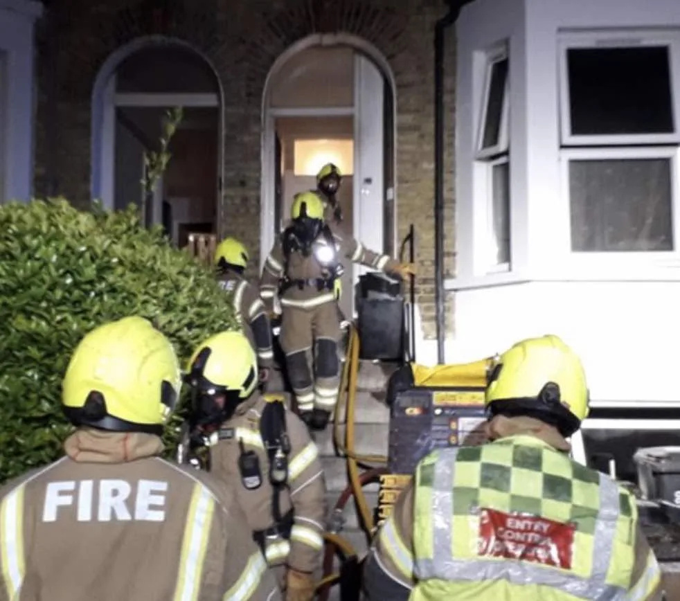 Six fire engines and around 40 firefighters were called to a fire at a mid-terraced house converted into flats on Clifton Road in South Norwood
