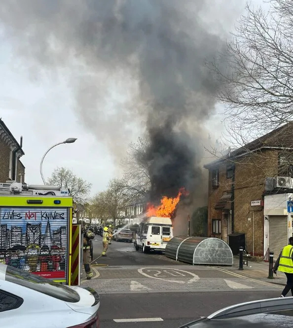 Van Completely Destroyed in East Dulwich Blaze