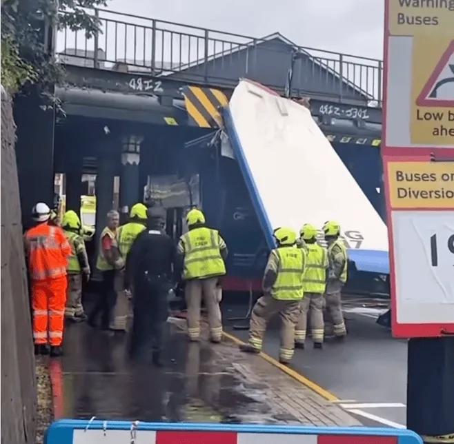 Bus Roof Shredded in South Norwood Crash Under Low Bridge â€“ Major Incident Ongoing