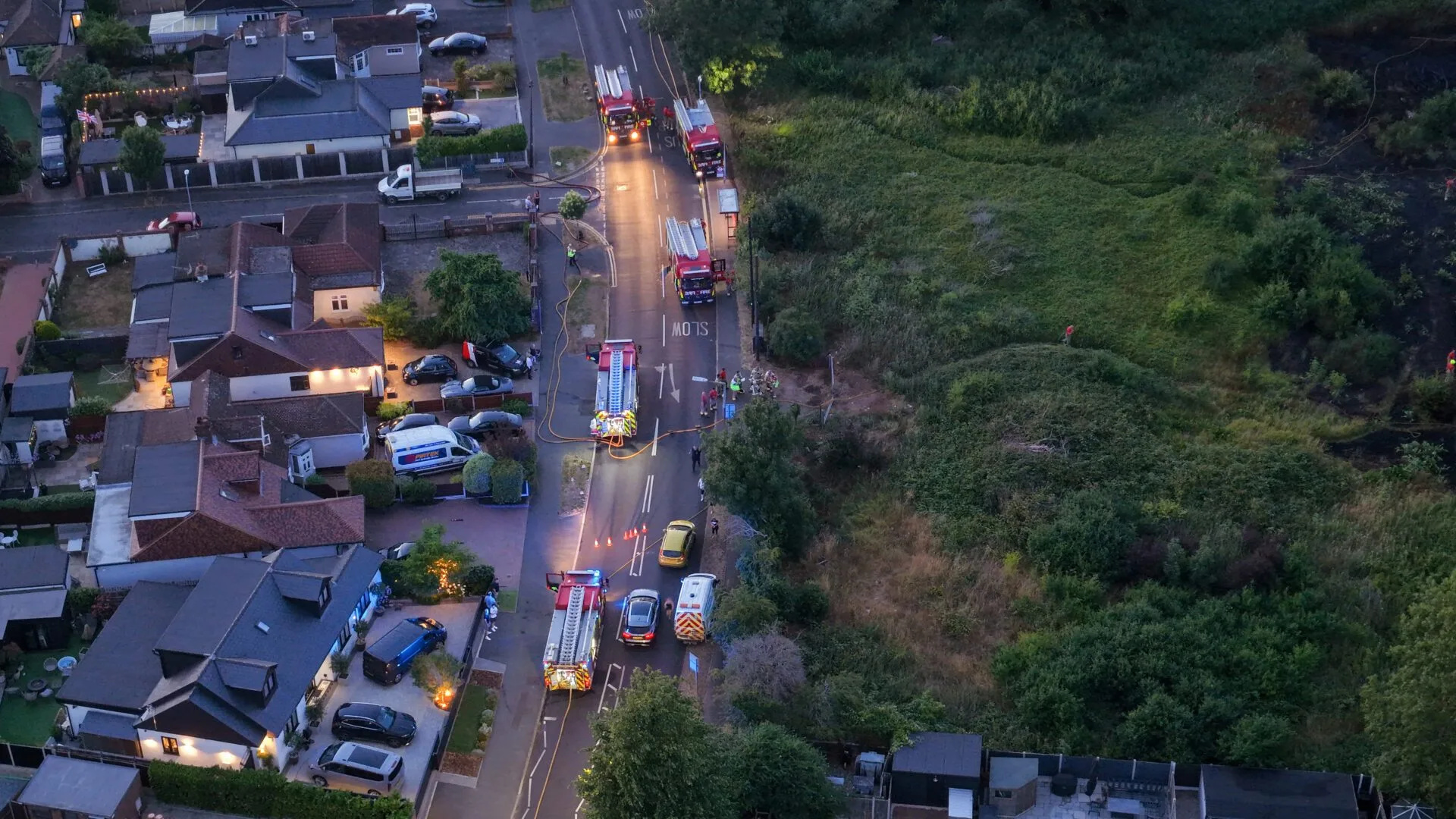 Major Grass Fire in Hornchurch Prompts Smoke Warning to Residents