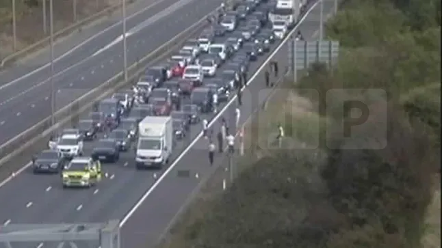 M6 brought to a standstill near Rugby after police incident Â— later car fire adds delays