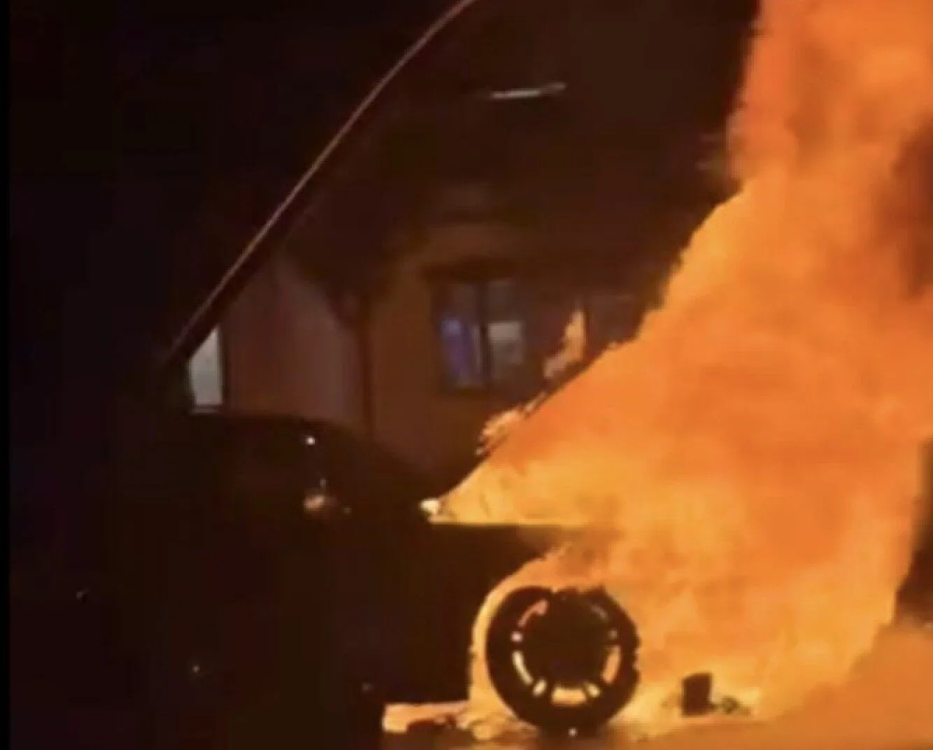 Blazing Car Sparks Drama on The Highway