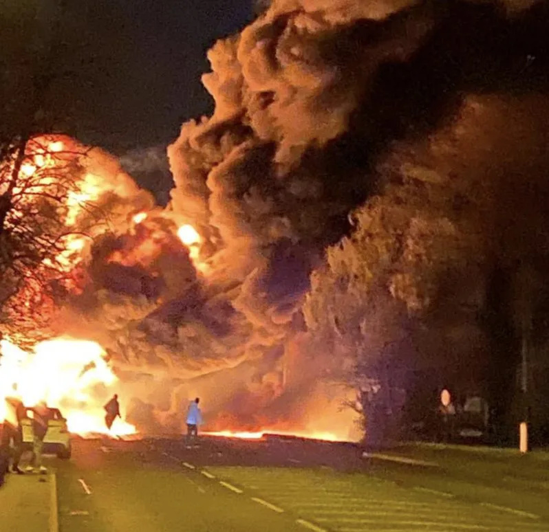 Massive Lorry Blaze in St Ives Sees 20+ Firefighters Battle Chemical Fire â€“ London Road Closed