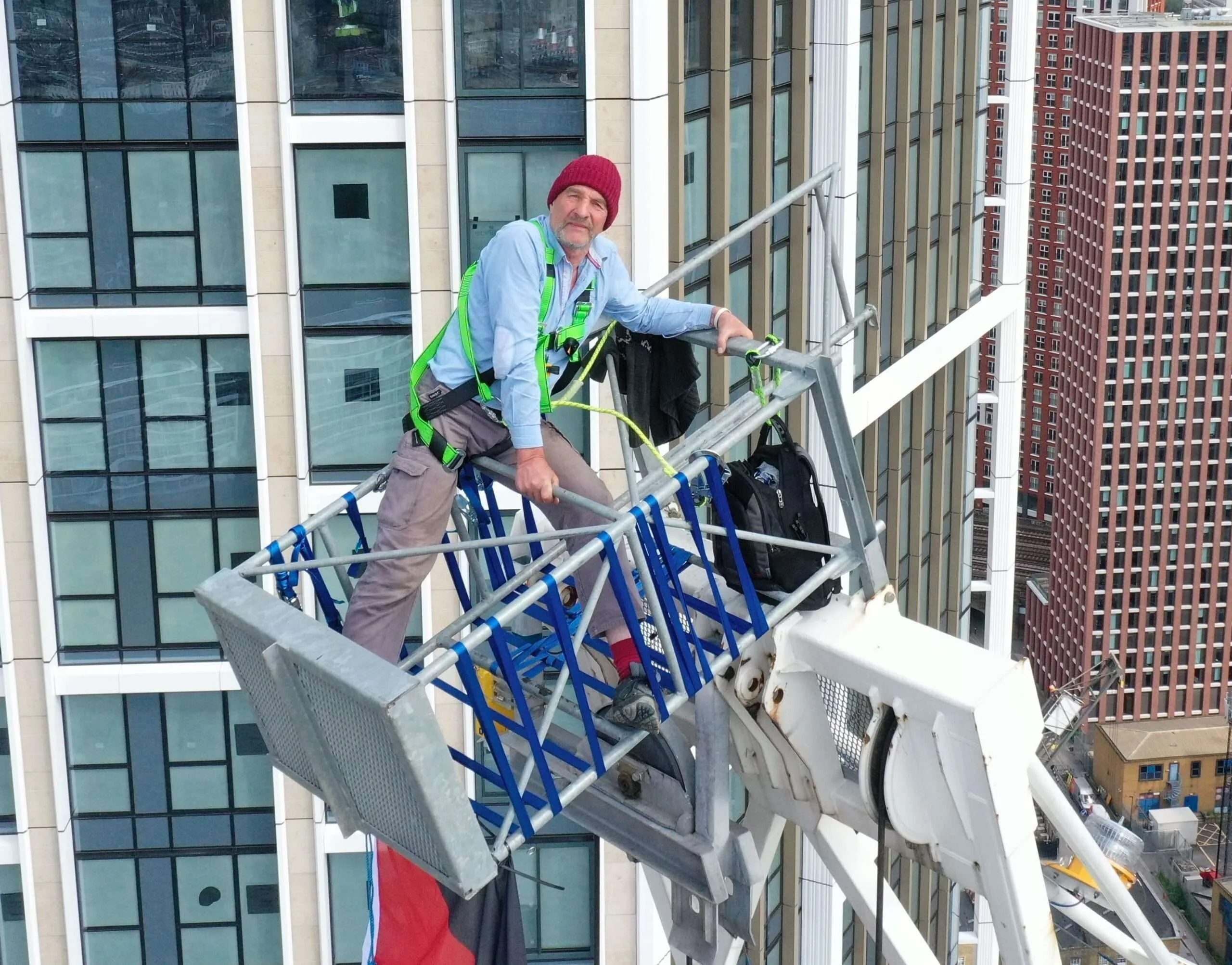 69-Year-Old Protester Climbs Nine Elms Crane in Death-Defying Pro-Palestine Standoff, Roads Closed