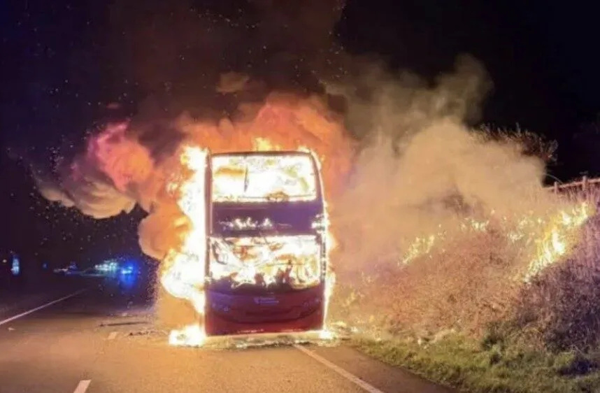 Major Chaos as Double-Decker Bus Blaze Shuts A30 Westbound Near Launceston