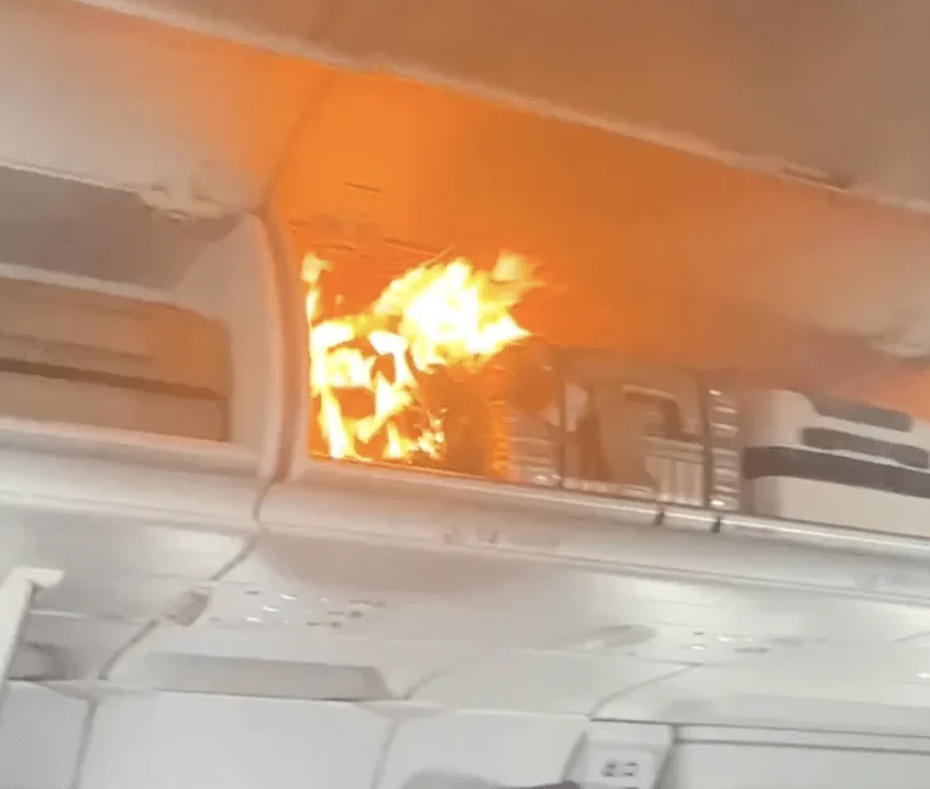 Blazing Chaos on Air China Flight as Lithium Battery Ignites Luggage Bin
