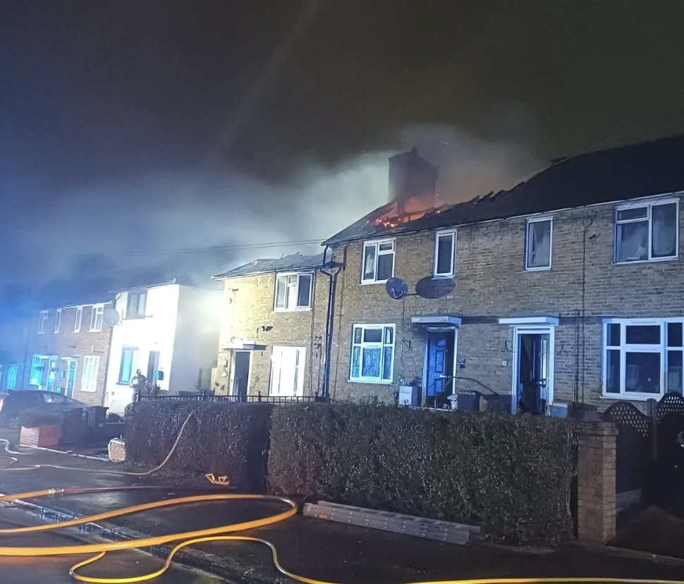 Morden House Blaze: 70 Firefighters Halt Gas Cylinder Explosion in Early Morning Inferno