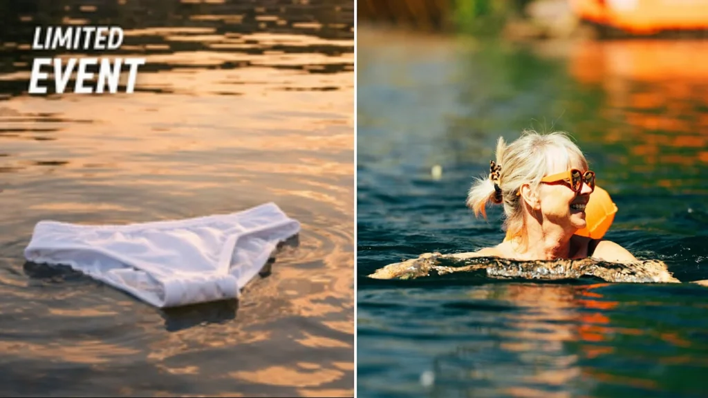 Group of Swimmers Strip Down for Open-Water Swim at Local Lake Near Bluewater