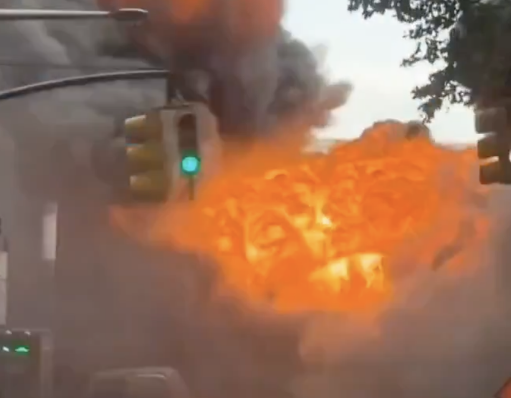 Vehicle erupts in fireball near Wall Street as FDNY respond swiftly
