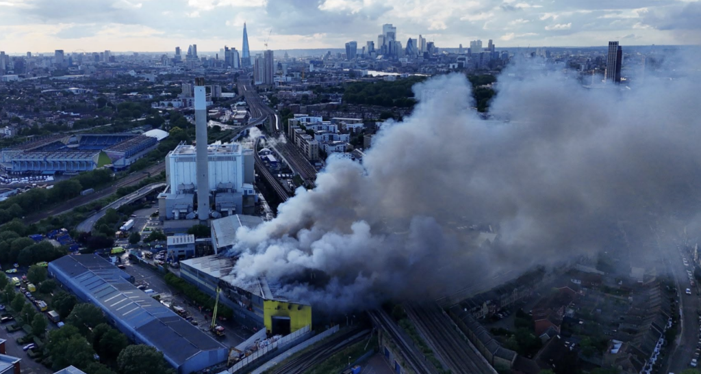 Large Fire Breaks Out at Bermondsey Recycling Facility