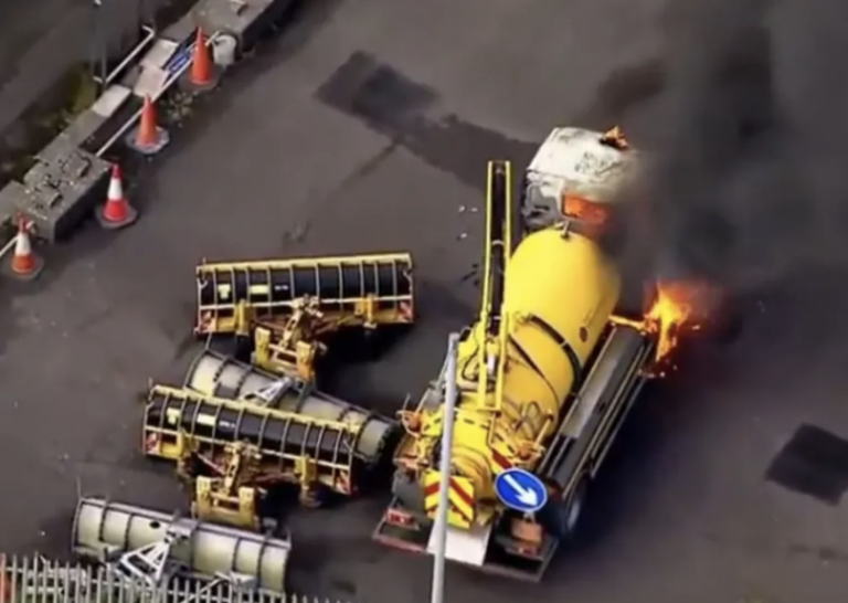 Riot Officers Respond to Violence as Lorries Set Ablaze During Protests