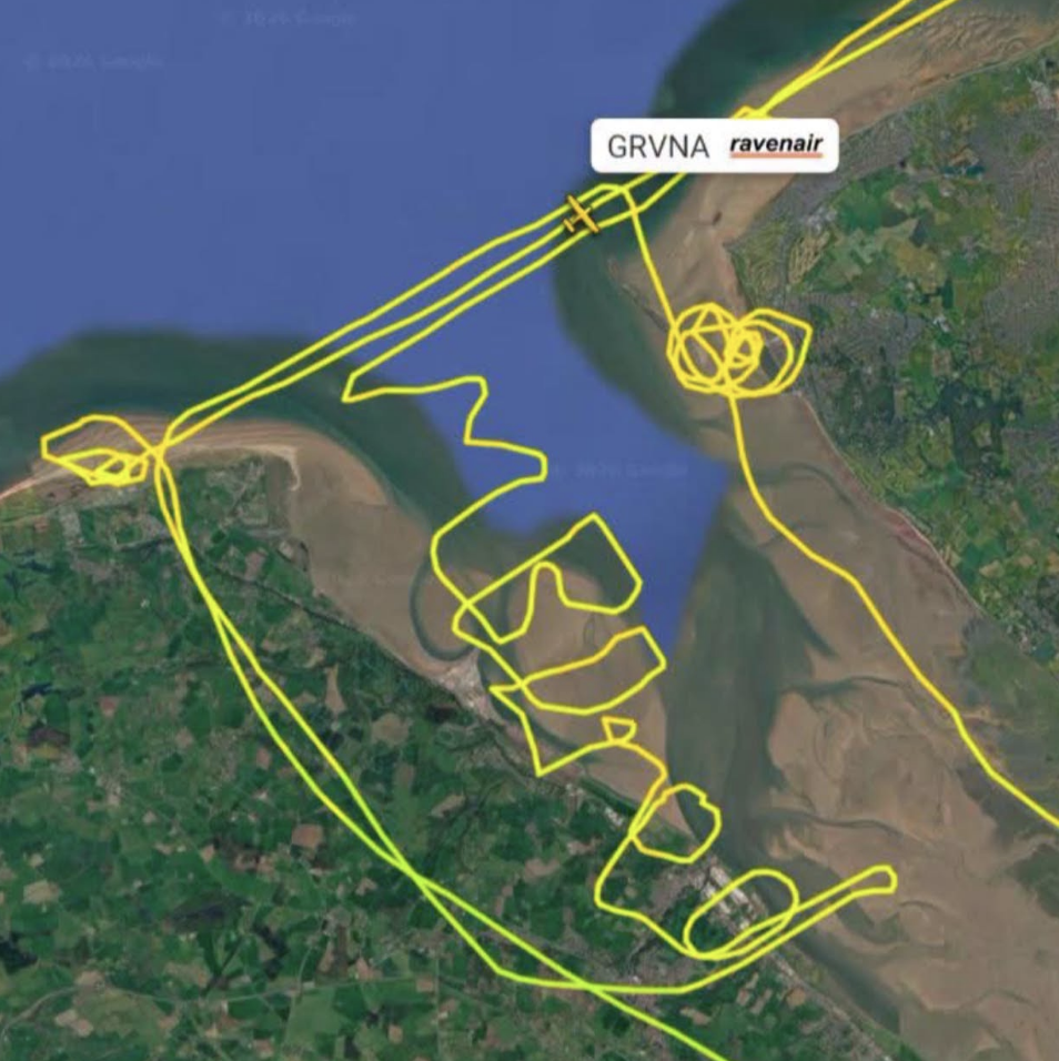 Pilot spells out “I’m bored” in the sky during flight from Liverpool Airport