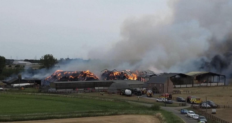 Firefighters Battle Major Agricultural Blaze Near Boston as Residents Urged to Keep Windows Closed