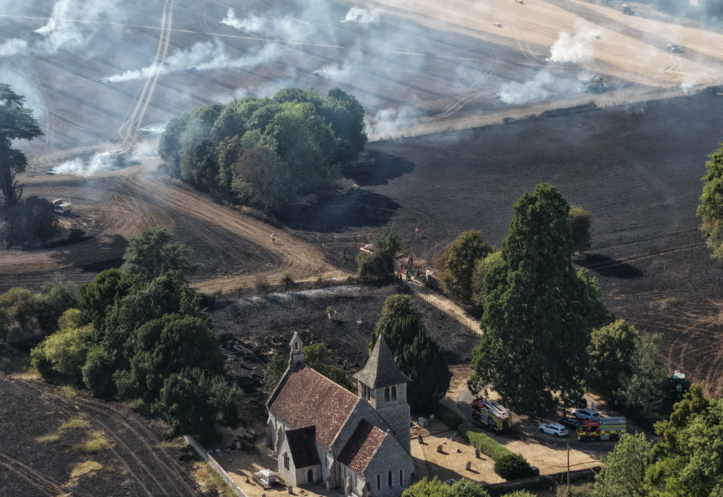 Major blaze erupts near historic St Peter’s Church in East Tytherley