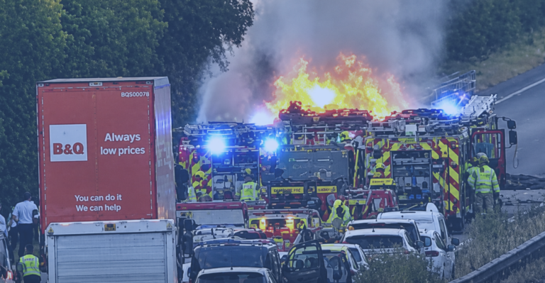 A34 Closed After Hay Lorry Bursts Into Flames Near Winchester