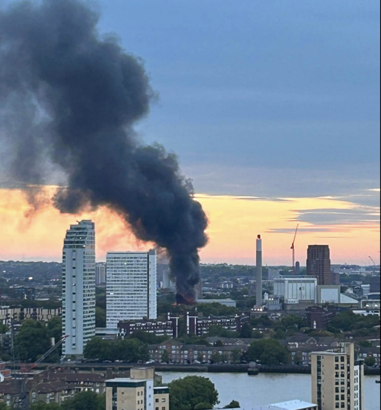 Huge fire erupts at south-east London recycling plant sending thick black smoke across capital